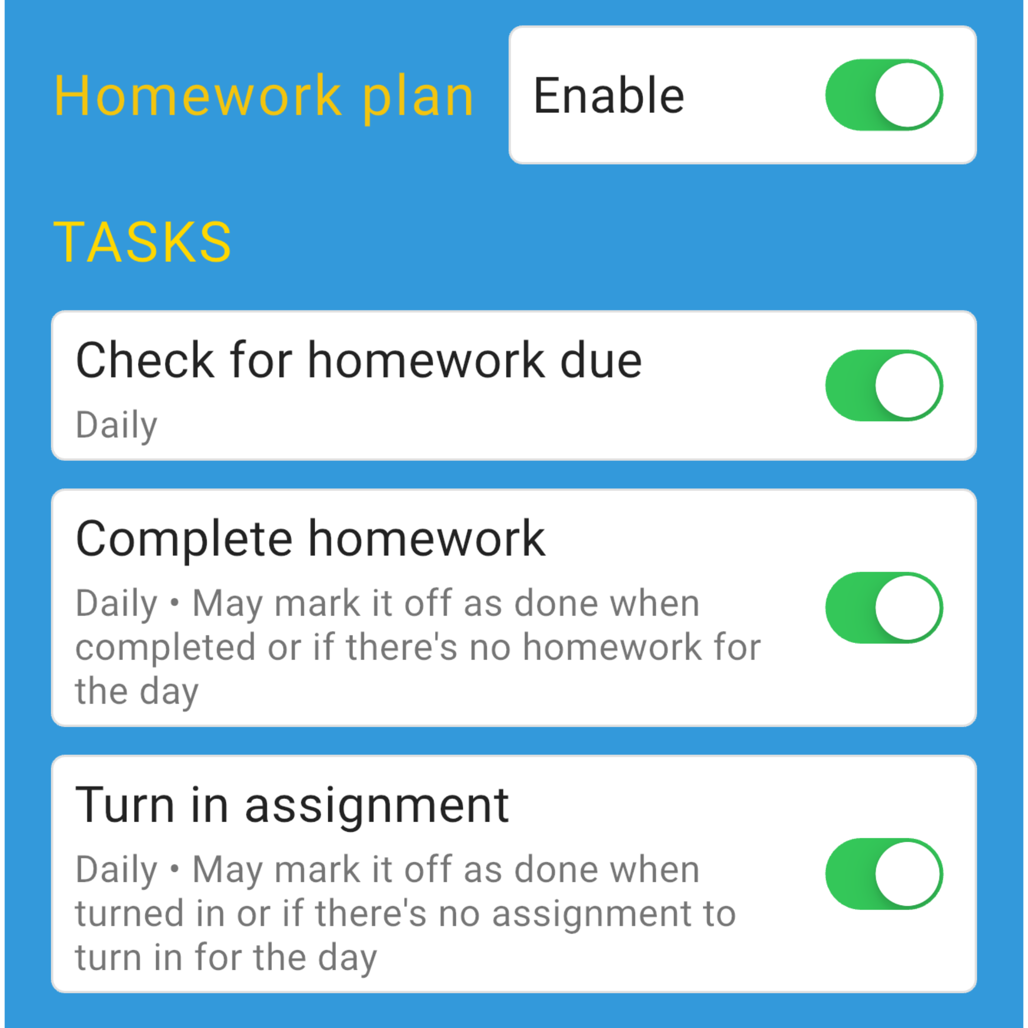 Homework Plan option in AI Parent profile creation flow