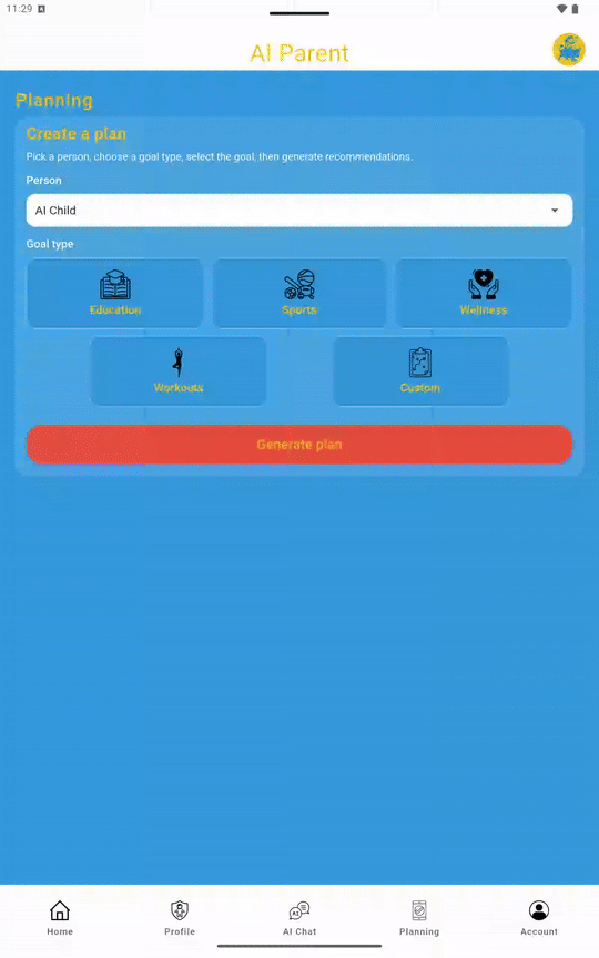 Creating an art plan in AI Parent