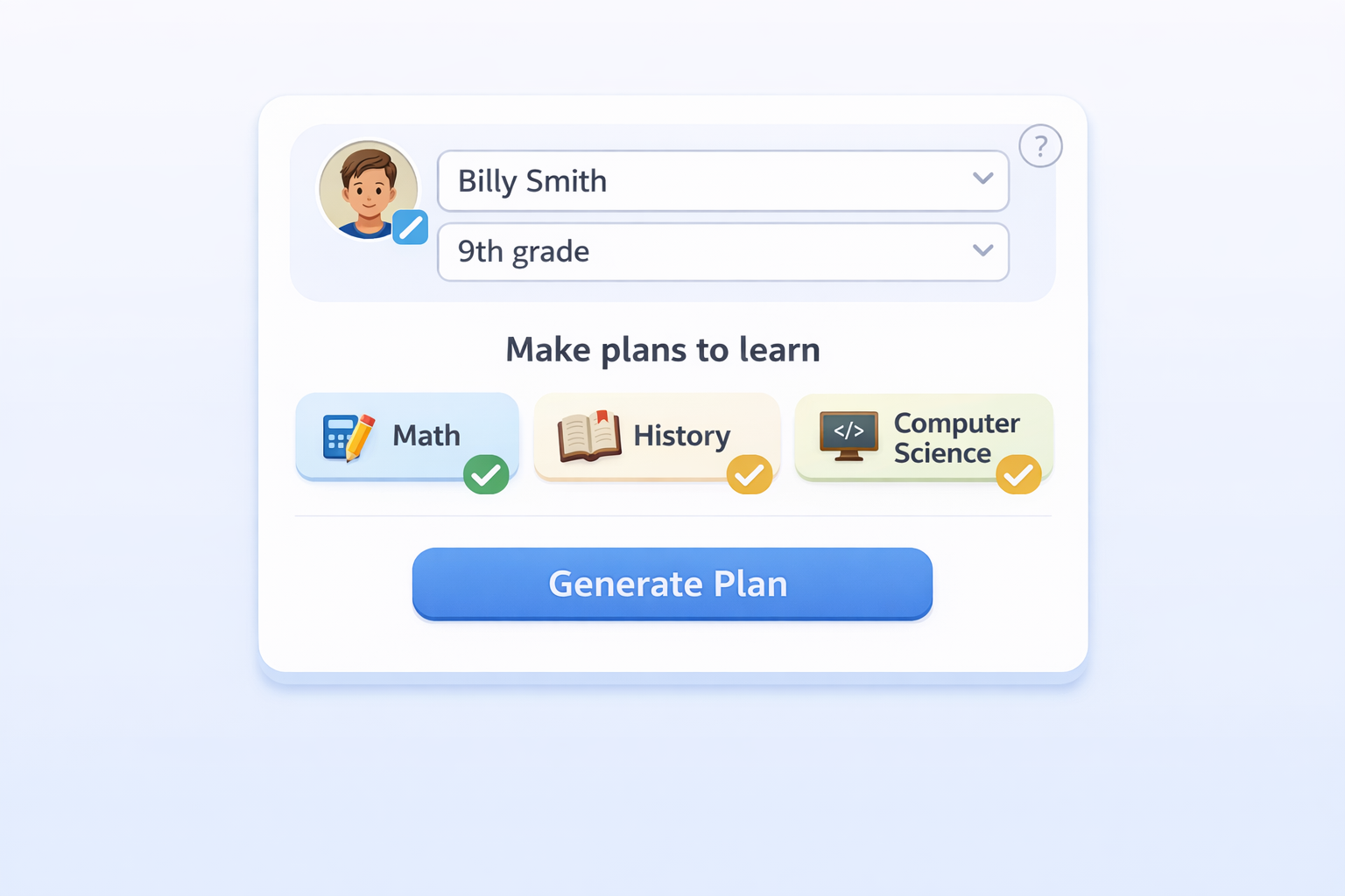 Example of making a plan