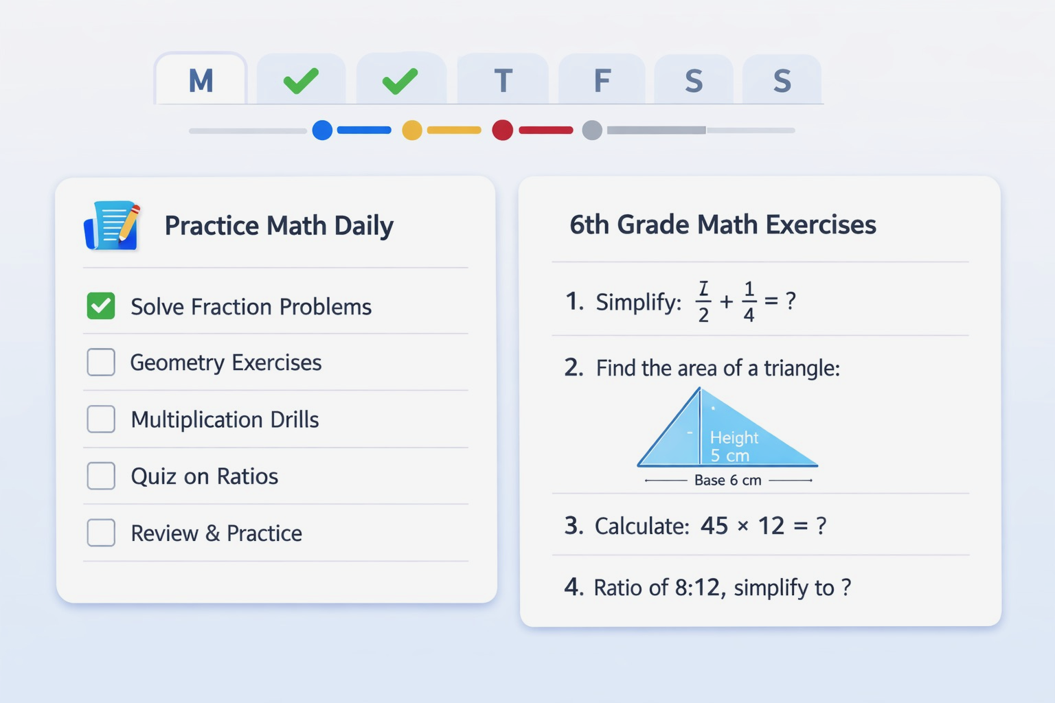 Example tasks and progress screen